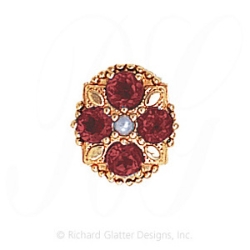 GS526 PL/PT - 14 Karat Gold Slide with Pearl center and Pink Tourmaline accents 